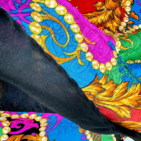 Diane Freis Vintage 1980's Graphic Printed Silk Tunic Mini Dress Multicolored XL - Picture 4 of 6